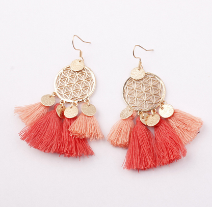 European and American explosions bohemian fringed hollow tassel earrings earrings jewelry
