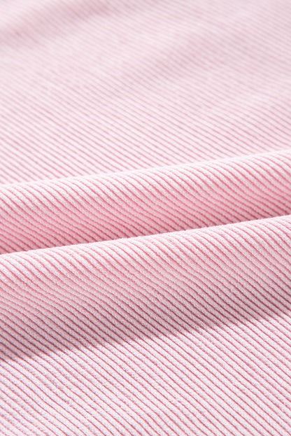 Light Pink Corded Colorblock Patch Pocket Drawstring Hooded Top