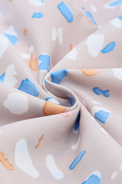 Rose Printed Crisscross Decor V Neck Flutter Sleeve Dress