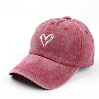 Female Love Embroidered Couple Duck Tongue Hat