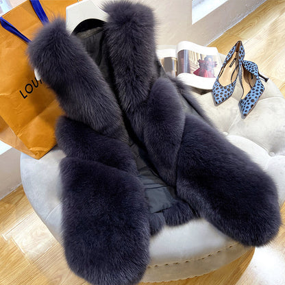 Women's Medium Long Fur Vest Coat