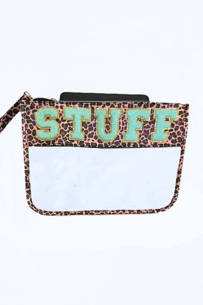 Black SNACKS Chenille Letters Zipped Clear Pouch