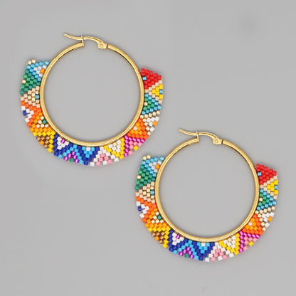 Woven colorful geometric earrings