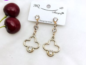 Earrings spring and summer new exaggerated wood silk satin flowers hypoallergenic boutique earrings earrings