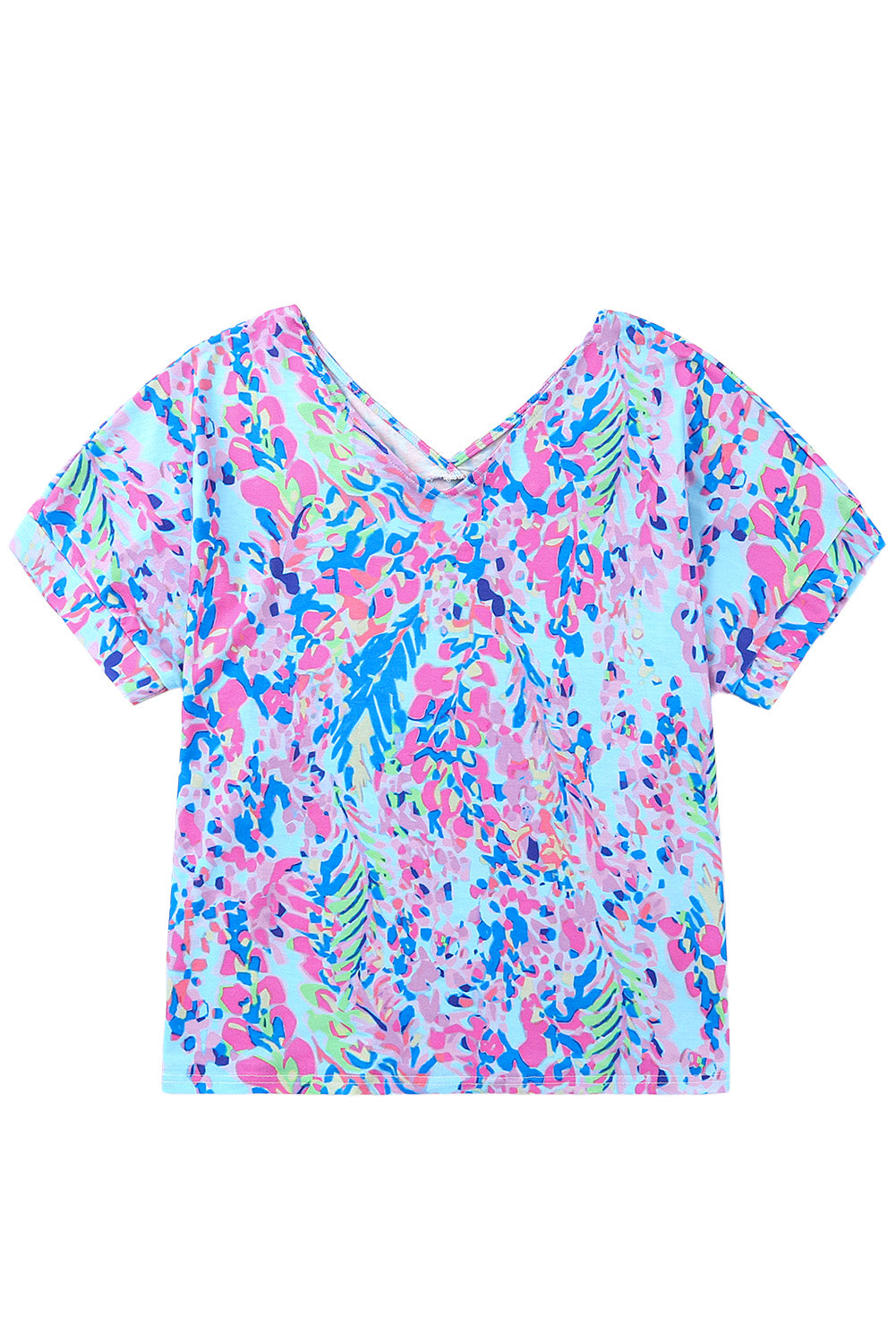 Pink Loose Painted Floral Tee