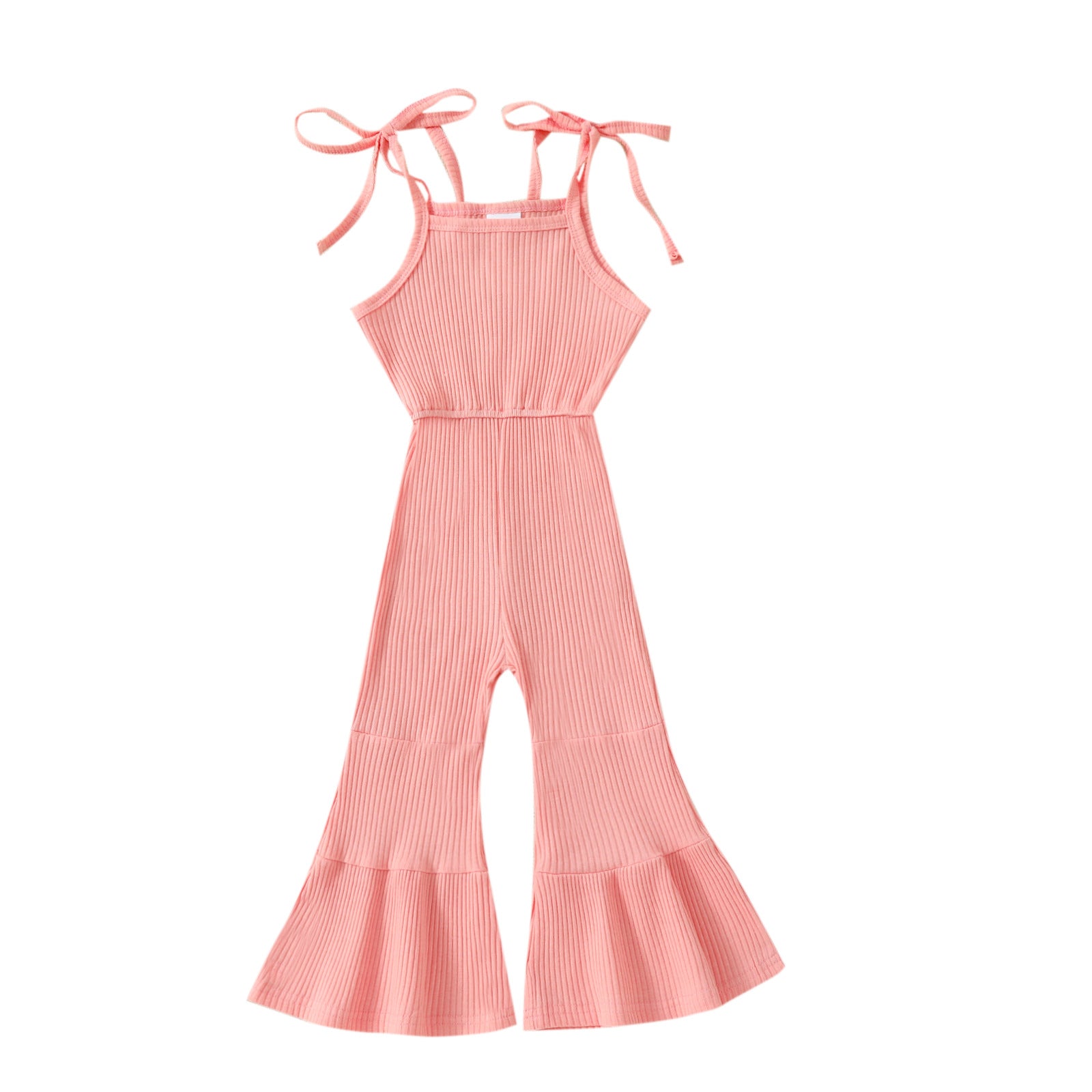 Solid Color Bell-bottom Pants Jumpsuit With Suspenders