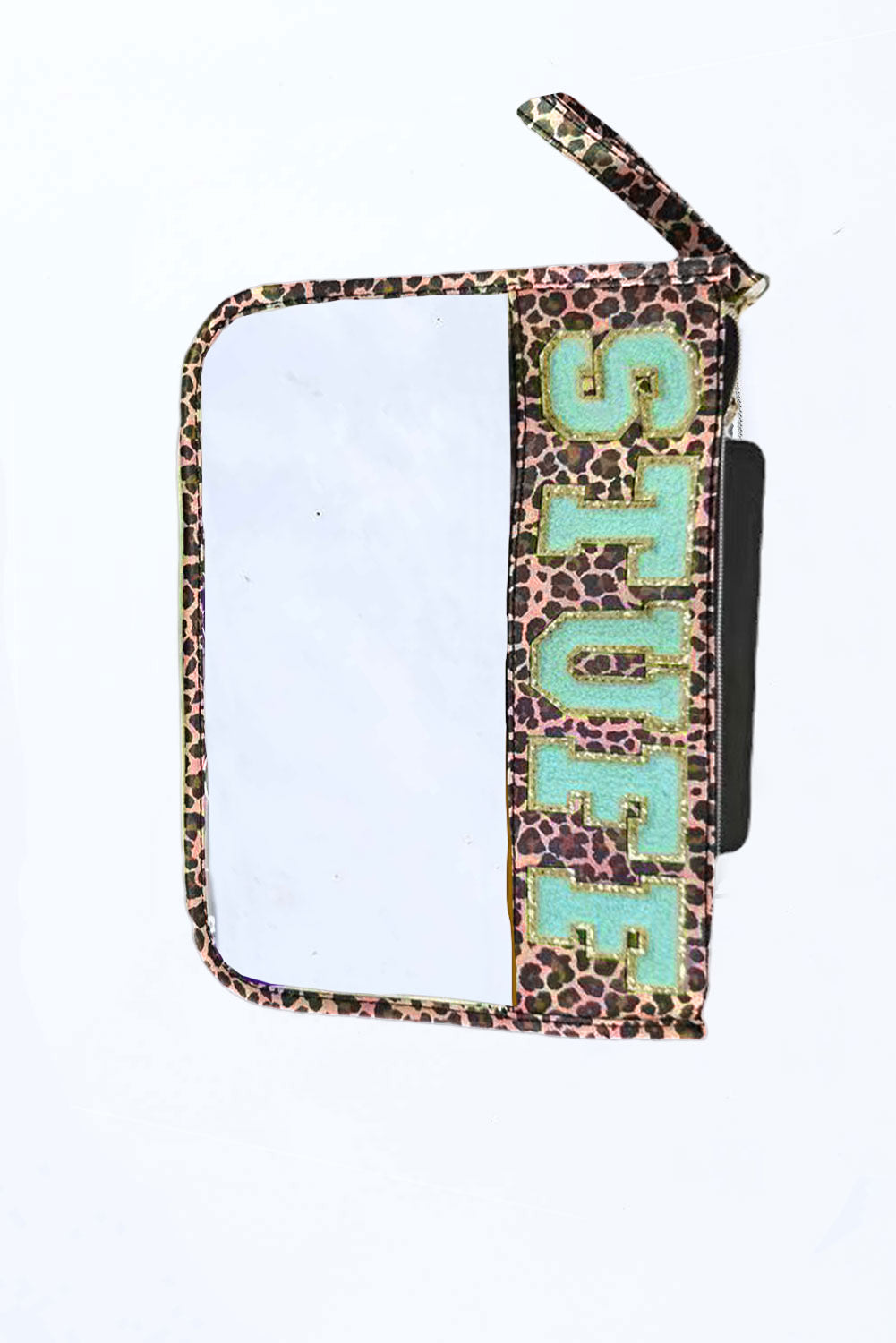 Black SNACKS Chenille Letters Zipped Clear Pouch