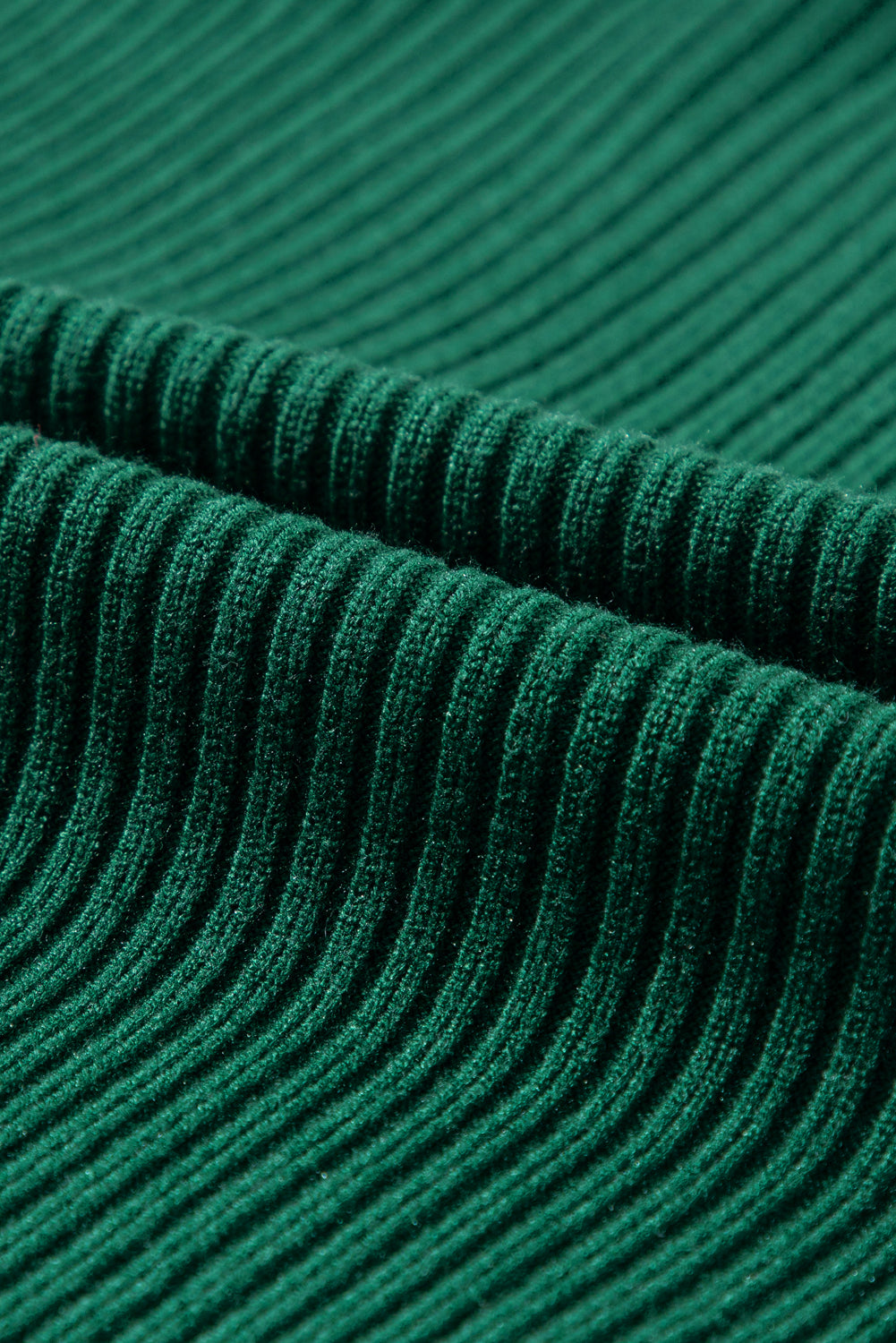 Blackish Green Patch Pocket Ribbed Knit Short Sleeve Sweater