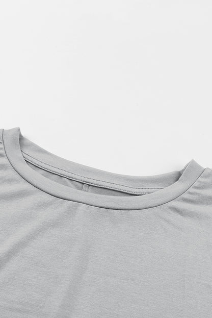 Khaki Side Pockets Short Sleeve Tunic Top