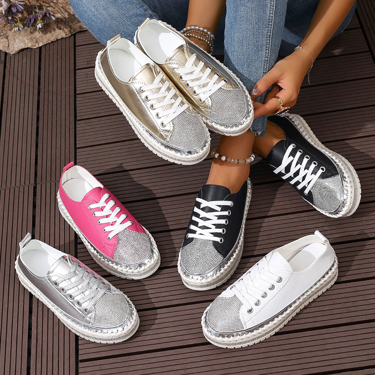 Womens Plus-size White Sneakers With A Chunky Sole