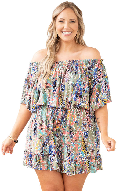 Green Wrap V Neck Floral Maxi Dress