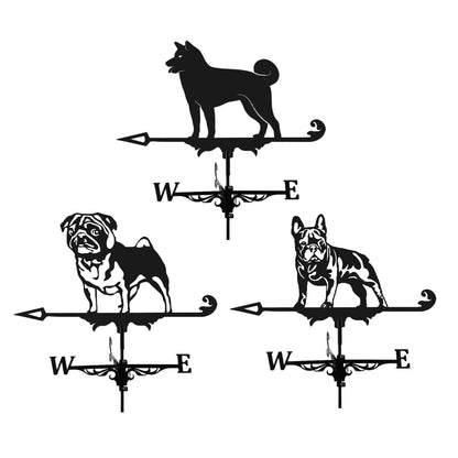 Wrought Iron Windmill Stainless Steel Spray Paint Dog Weather Vane Garden Decoration