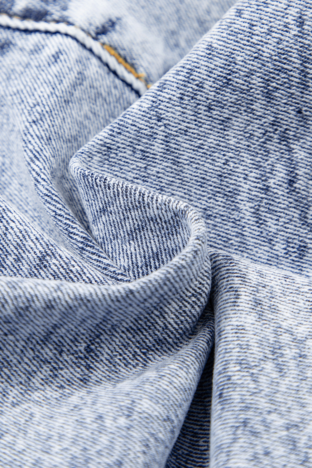 Beau Blue Rhinestone Light Wash Raw Hem High Waist Denim Shorts