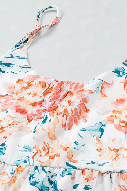 White Plus Size Floral Print Sleeveless Wide Leg Jumpsuit