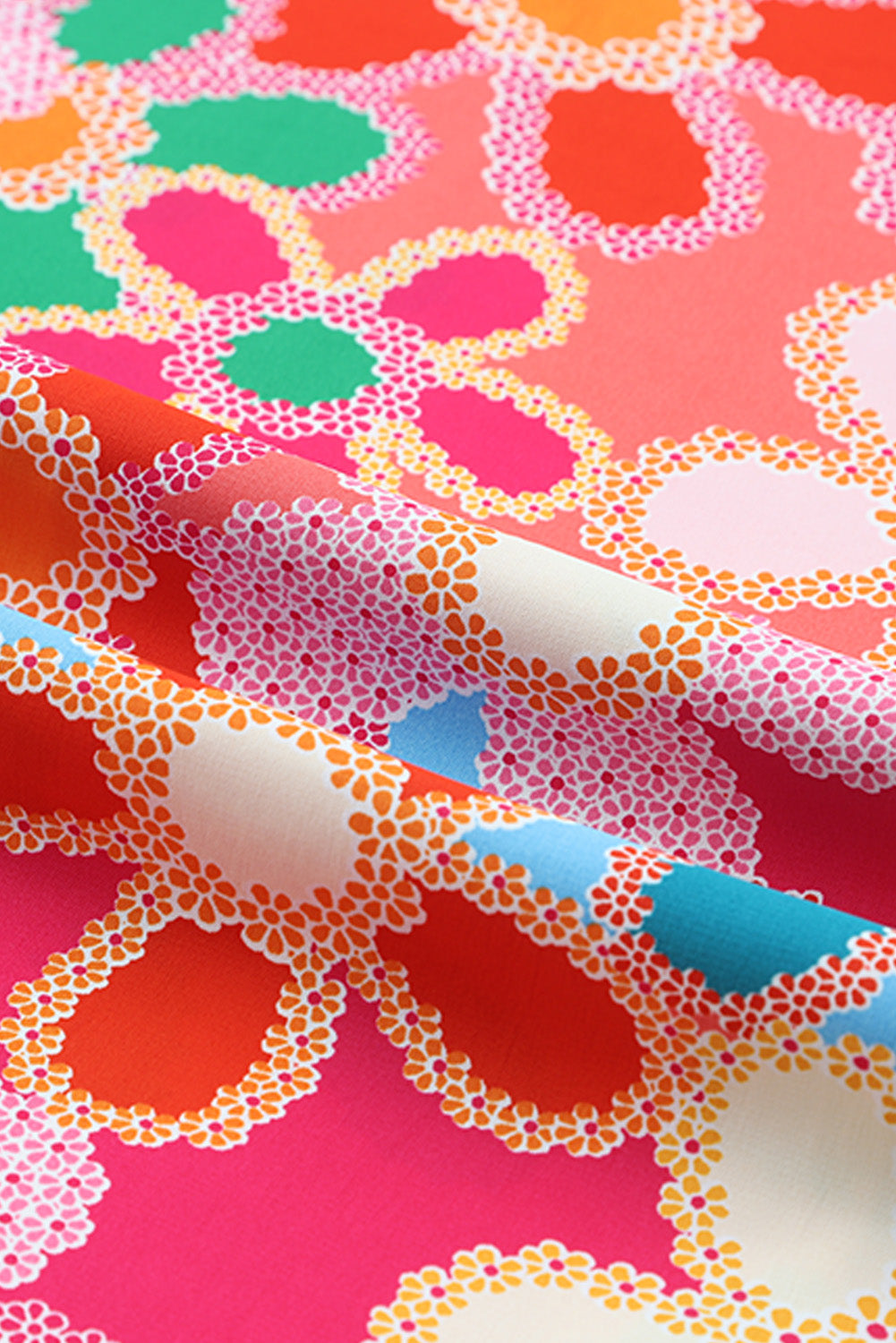 Multicolor Floral Print Bubble Sleeve Shirt