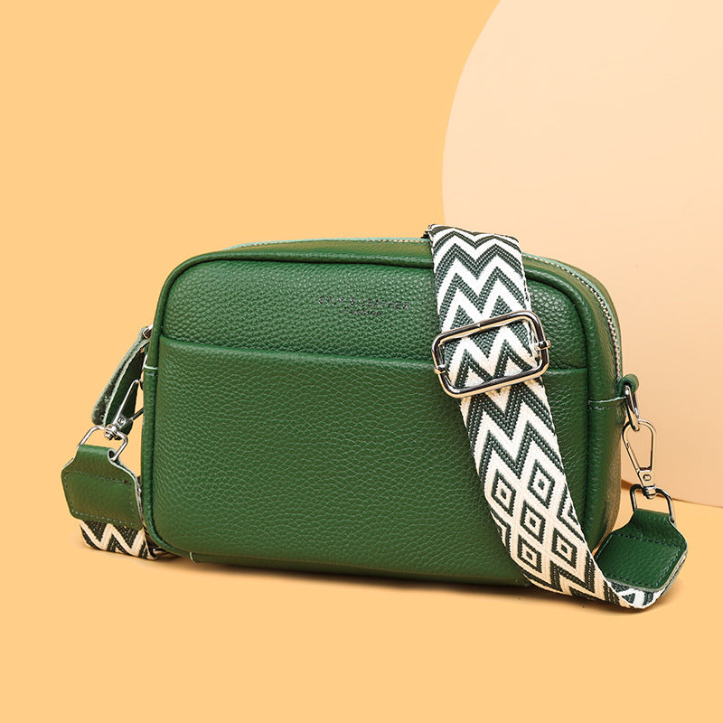 Fashion Simple Shoulder Messenger Bag Top Layer Cowhide Small Square Bag