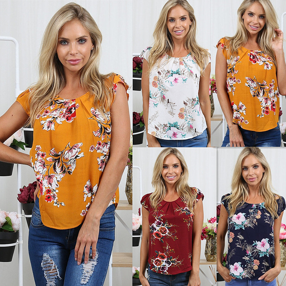 Amazon explosion new print short-sleeved chiffon shirt jacket women's clothing