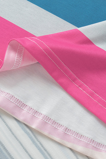 Striped Print Lace-up High Waist Sleeveless Romper