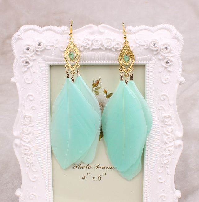 European and American feather earrings earrings National feathers Earrings