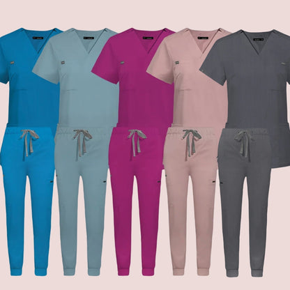 V-neck Short Sleeve Hospital Nurses' Uniform Suit