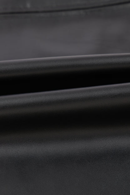 Black Faux Leather Loose T-shirt Dress