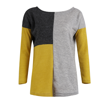 Casual loose stitching knit sweater