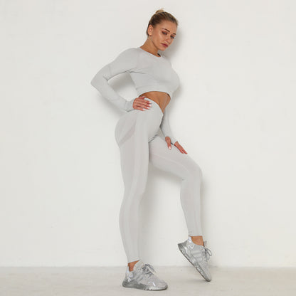 Pleated seamless yoga clothing suit