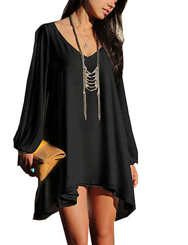 V-neck chiffon loose A-line dress fashion women's clothing