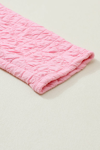 Light Grey Drop Shoulder Quilted Patchwork Kangaroo Pocket Hoodie