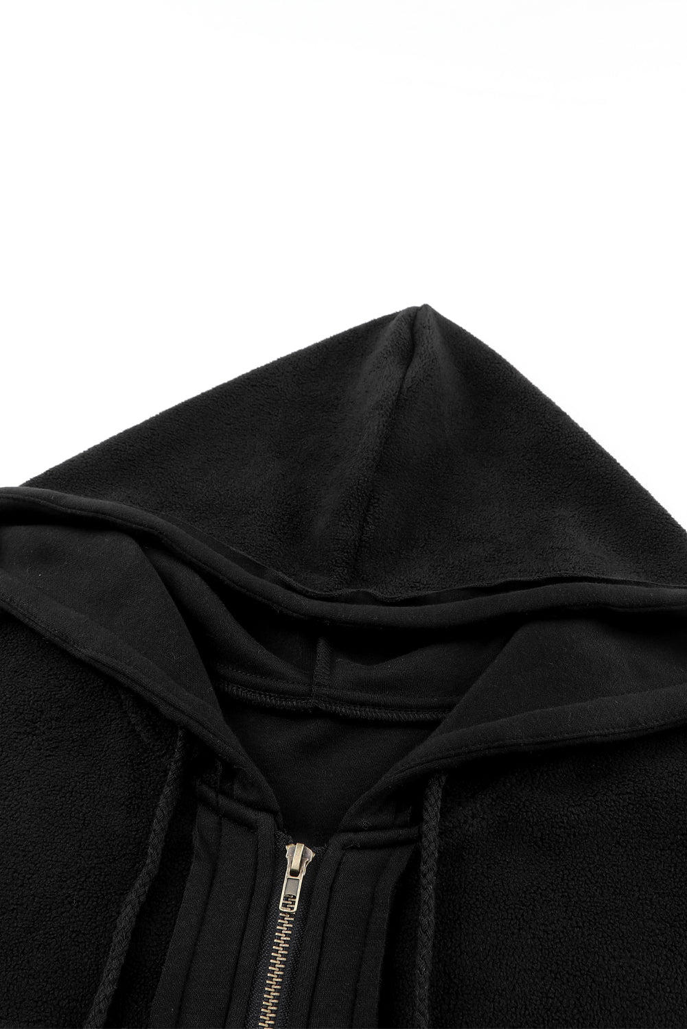 Gray Flap Pocket Drawstring Hood Zip Up Jacket