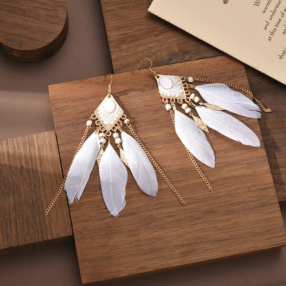 Fashion Jewelry Tassel Bohemian Earrings Retro Feather Earrings Creative Gifts