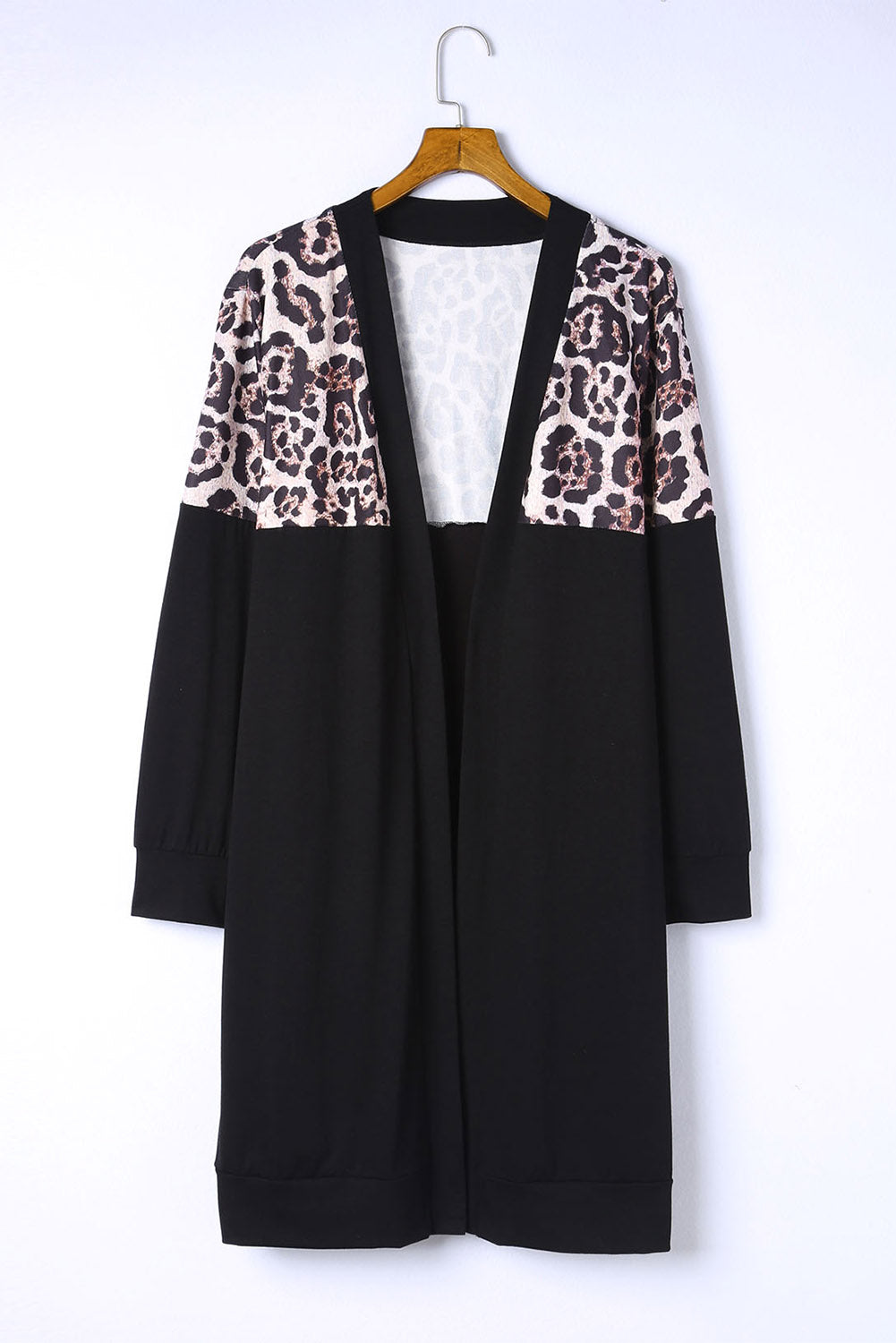 Green Printed Leopard Detail Plus Size Cardigan