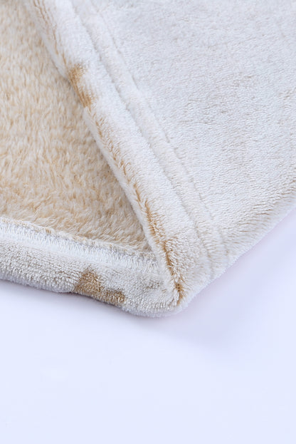 White Plus Size Plush Star Pattern Top and Shorts Set