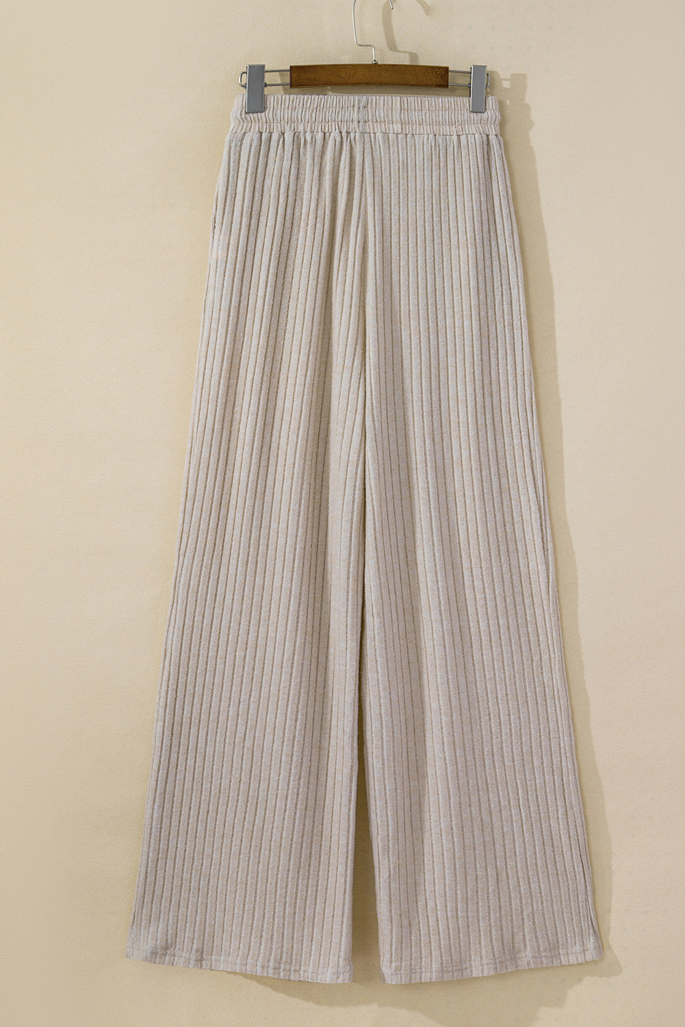 Light Pink Ribbed Knit V Neck Slouchy Two-piece Outfit