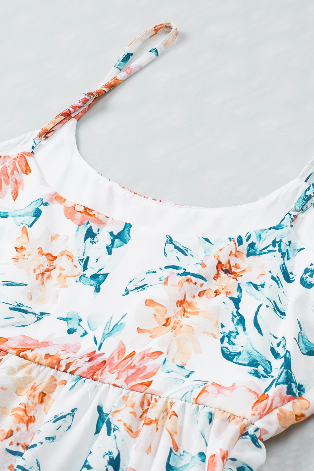 White Plus Size Floral Print Sleeveless Wide Leg Jumpsuit