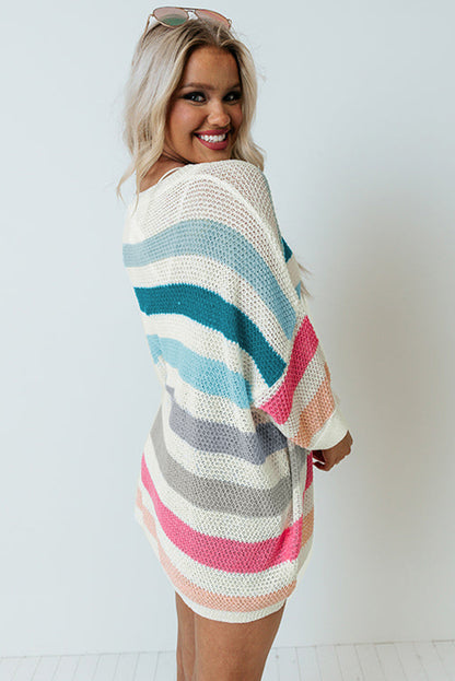 Multicolor Striped Oversized Sweater