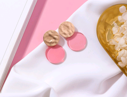 Macarons color acrylic earrings Simple color matching earrings metal irregular color round earrings