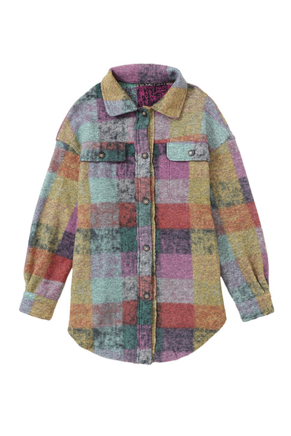 Multicolour Plaid Pocketed Shacket