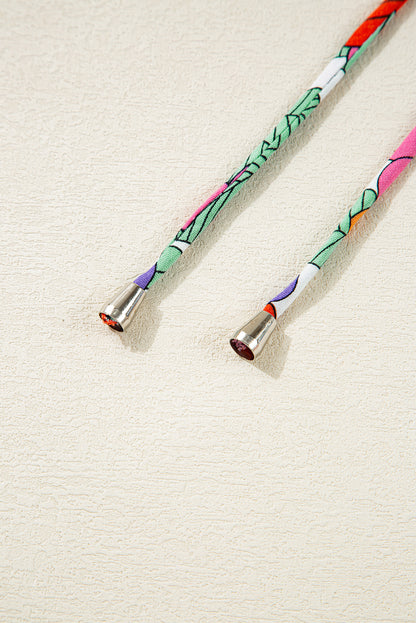 Red Floral Tie Split Neck Ruffle Puff Sleeve Blouse