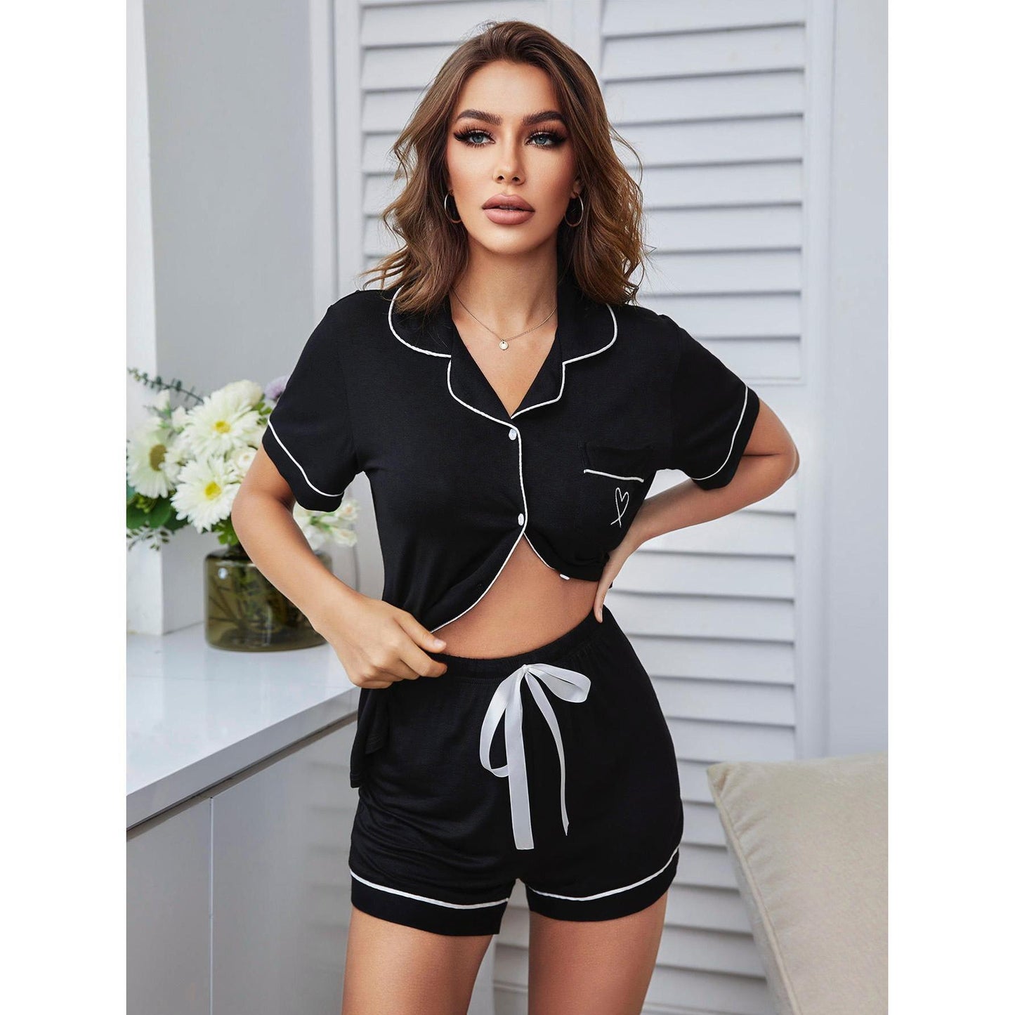 Cardigan Short Sleeved Pajama Home Suit
