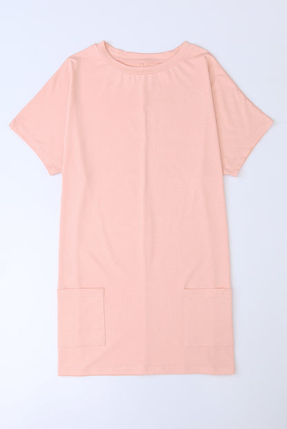 Khaki Side Pockets Short Sleeve Tunic Top