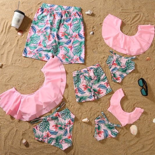 Family Parent-child Bikini Ruffled Swimsuit Suit