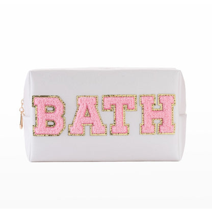 Towel Embroidery Letter Sticker Makeup Outdoor Travel Toiletry Bag
