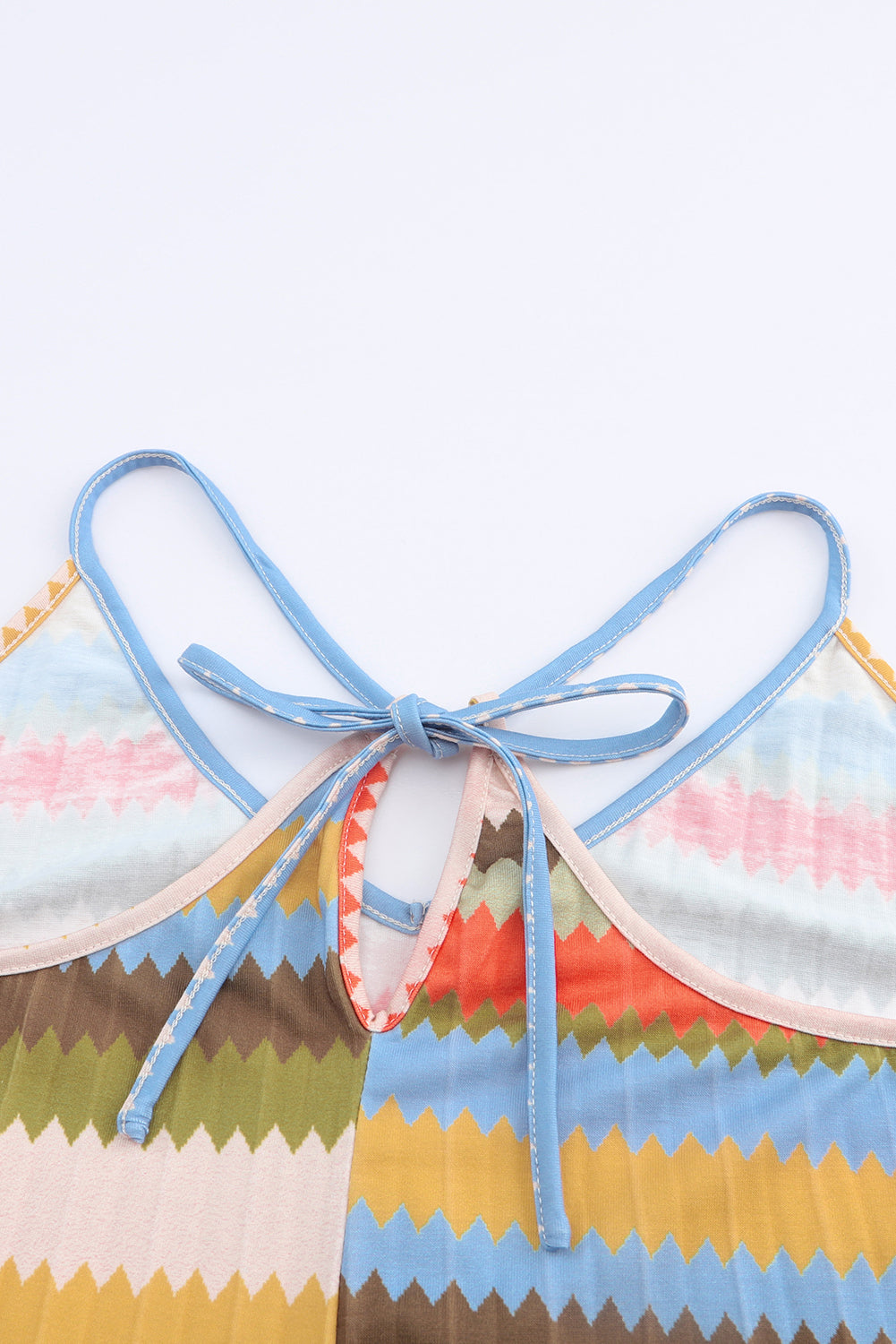 Stripe Tie Straps Loose V Neck Maxi Dress