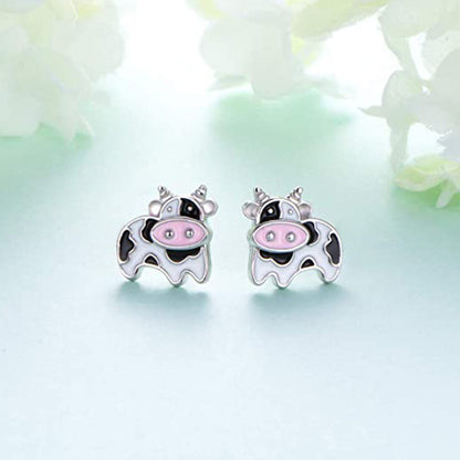 Girl Funny Cute Mini In Stock Cow Stud Earrings
