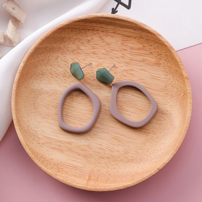 Wild hollow irregular acrylic earrings female geometric contrast color marble earrings