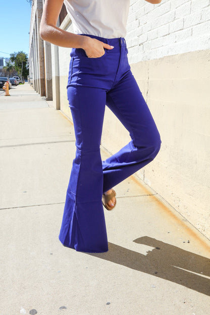 All You Need Sapphire High Waist Flare Leg Denim Jeans