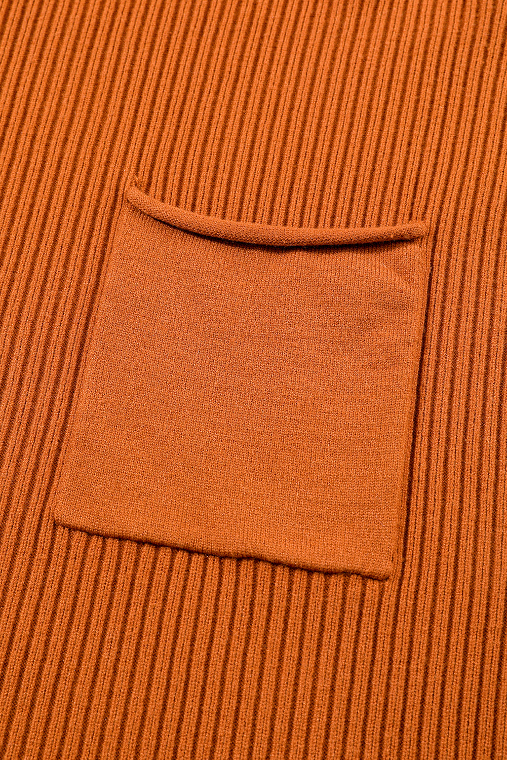 Apricot Ribbed V Neck Patched Chest Pocket Knit T-shirt