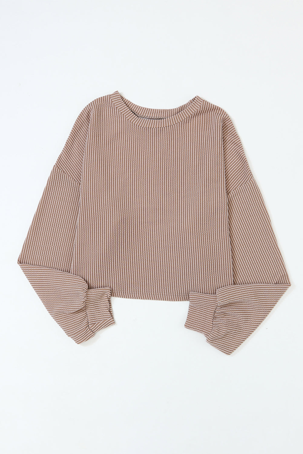 Khaki Game Day Graphic Crop Corded Knit Top