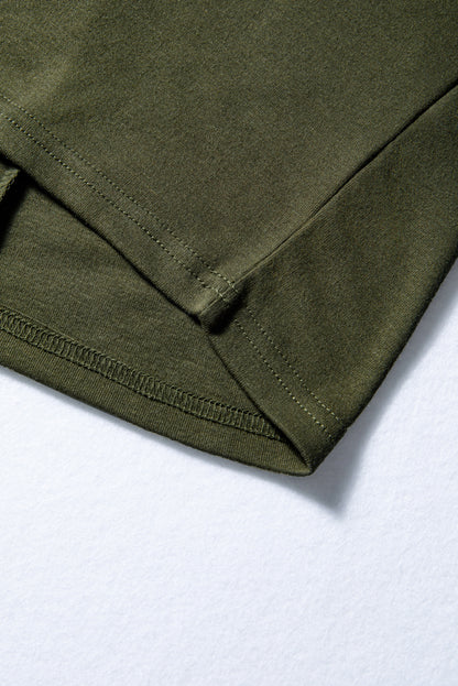 Four Leaf Clover Solid Color Extended Cuffs Long Sleeve Top